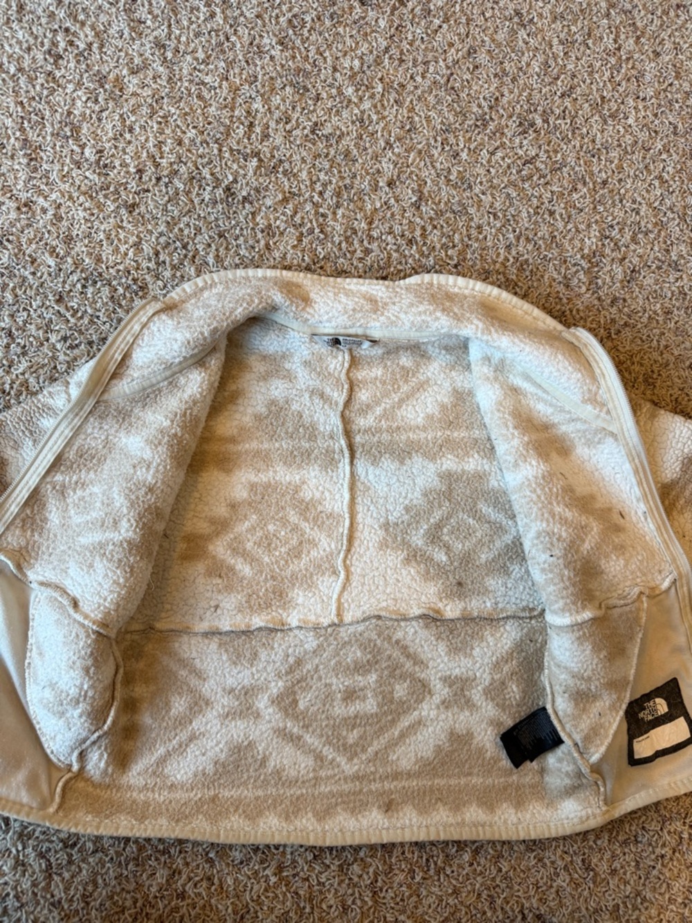 North Face Youth Small 7/8 Campshire Zip Sherpa Fleece White Tribal Geo Print - Picture 8 of 14